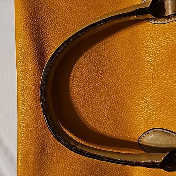 London Fog large zip top mustard yellow satchel. - Picture 6 of 7